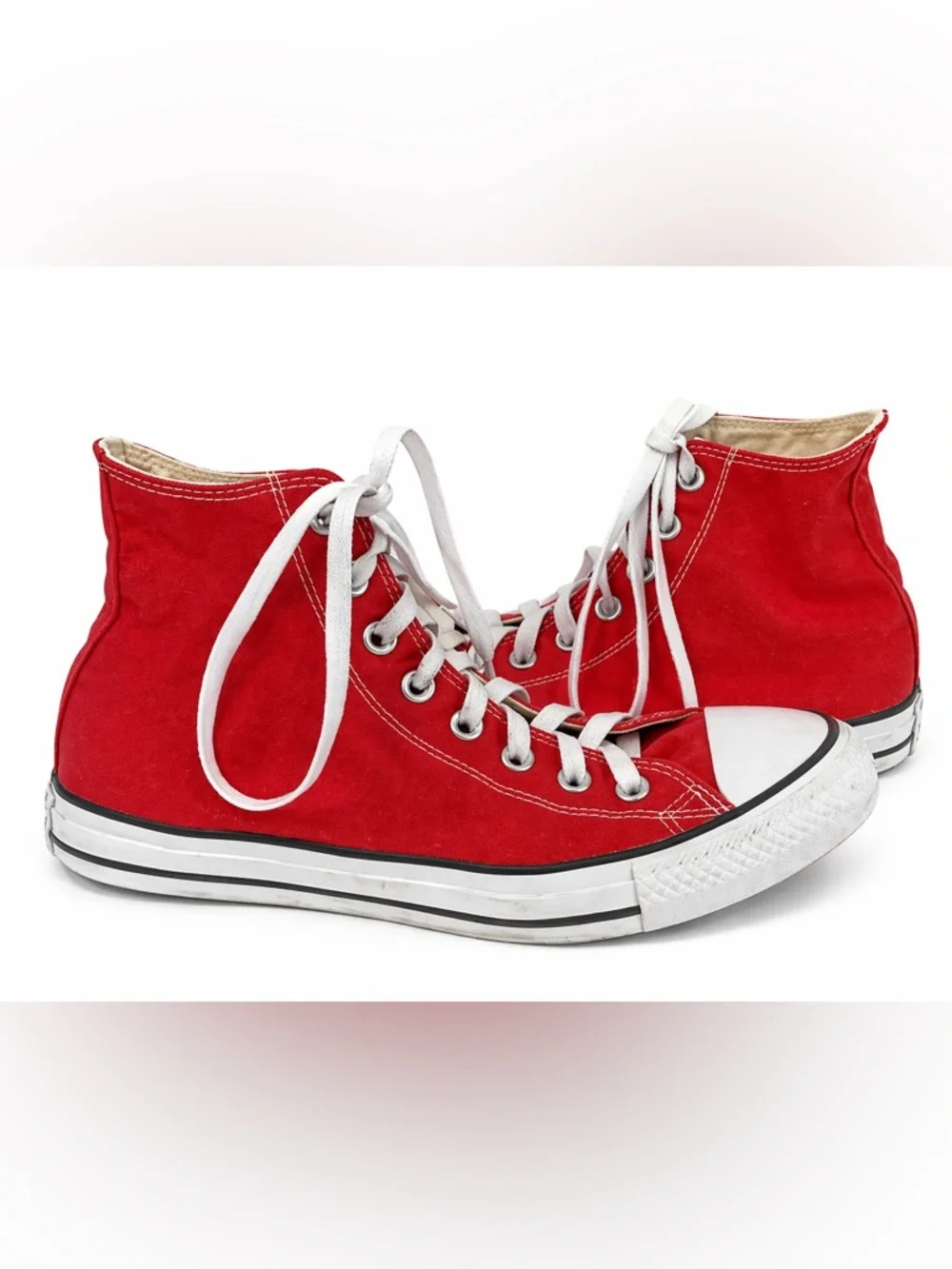 CONVERSE Unisex Women's Red High Top Chucks Sneakers 10 - Picture 2 of 10